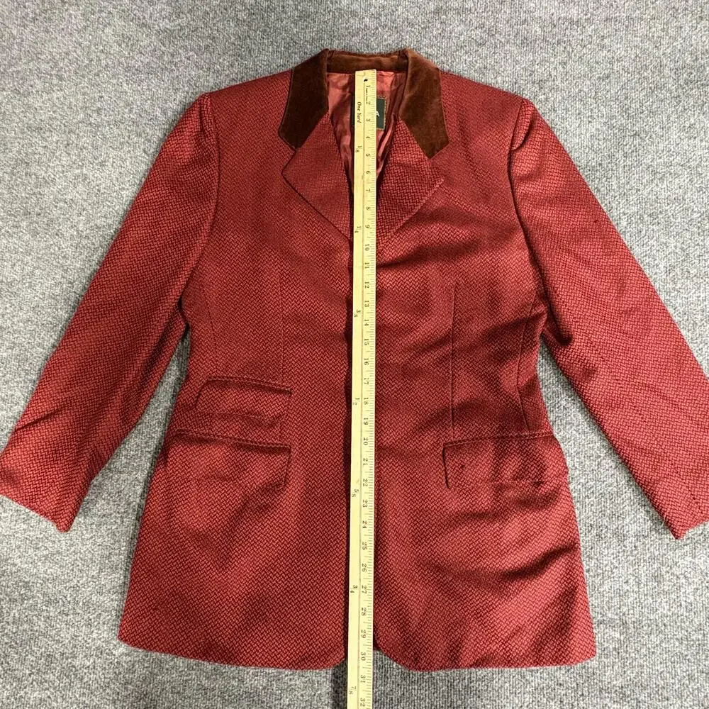 Isaia Blazer Mens IT 48 Red Cashmere Tweed Velvet Collar Sport Coat Made Italy